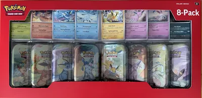Prismatic Evolutions Mini Tins 8-Pack Collection Box